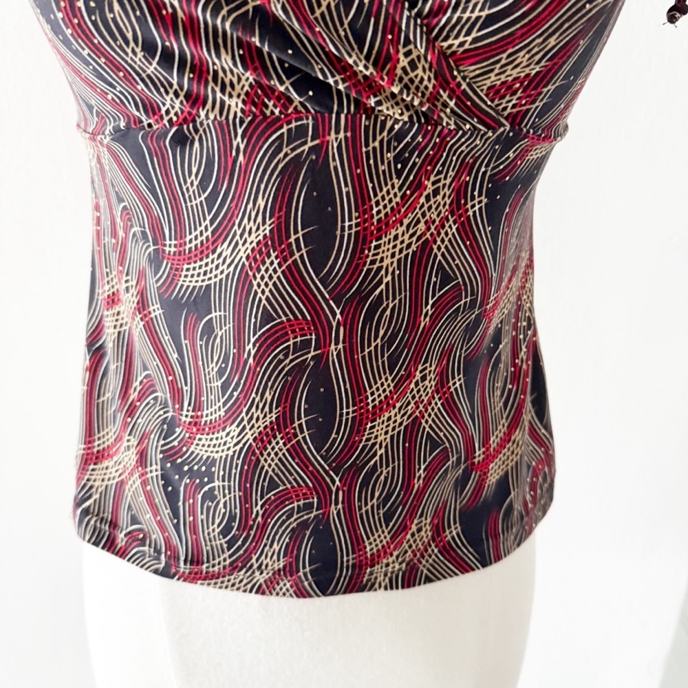Vintage 90s Y2K A. Byer Red & Black Metallic Surplice Blouse Top Size Medium - Picture 5 of 7